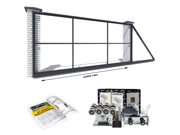 Каркас відкатних воріт з Т-профілю на проєм 4 метри, довжина воріт 6 метрів – фото