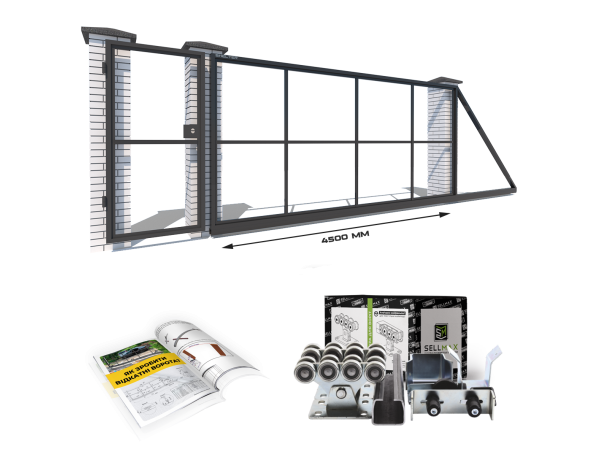 Каркас відкатних воріт з Т-профілю на проєм 4,5 метра, довжина воріт 7 метрів, з хвірткою, що окремо стоїть. – фото