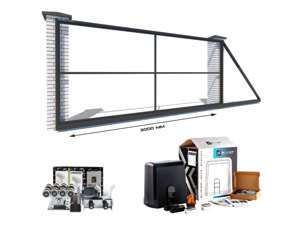 Каркас відкатних воріт з Т-профілю на проєм 3 метри, довжина воріт 5 метрів, з автоматикою – фото