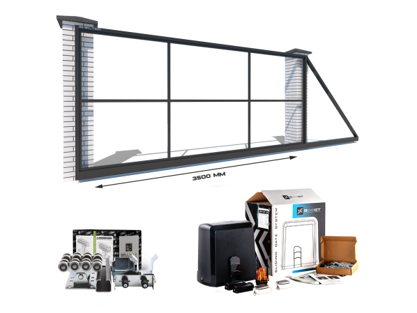 Каркас відкатних воріт з Т-профілю на проєм 3,5 метра, довжина воріт 5,5 метрів, з автоматикою – фото
