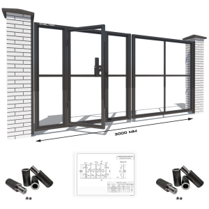 Каркас розпашних воріт на проріз 3 метри з хвірткою всередині