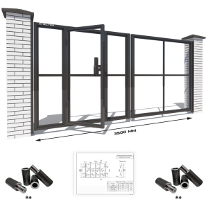 Каркас розпашних воріт на проріз 3,5 метри з хвірткою всередині