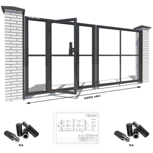Каркас розпашних воріт на проріз 4,5 метри з хвірткою всередині