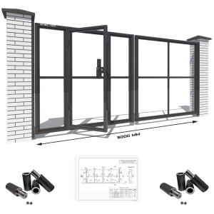 Каркас розпашних воріт на проріз 5 метрів з хвірткою всередині