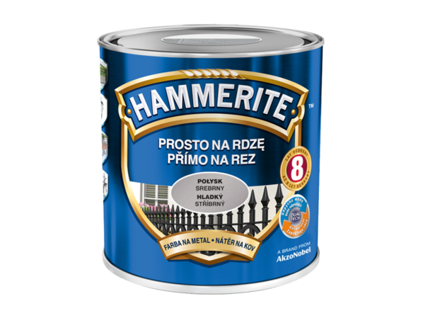 Срібляста фарба Hammerite глянцева 0,7 літра – фото