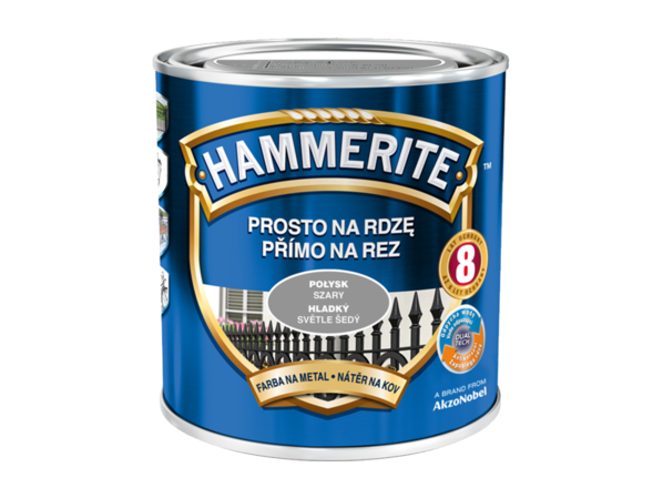 Сіра фарба Hammerite глянцева 0,7 літра – фото