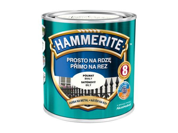 Белая краска Hammerite полуматовая 0,7 литра – фото