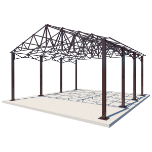 Двосхилий навіс Shelter Premium 6x6 м – металевий каркас, для саду, без покриття