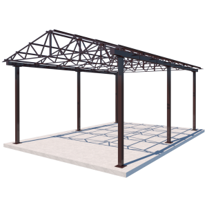 Двосхилий навіс Shelter Ultra 6x4 м – металевий каркас, без покриття, для авто, збірна конструкція 