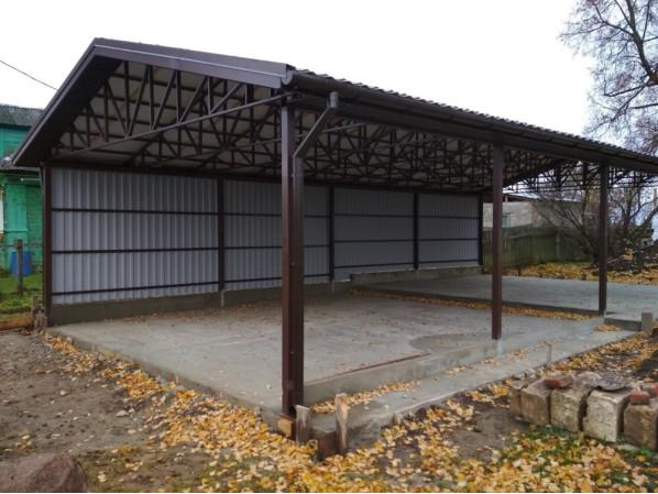 Двосхилий навіс Shelter Ultra 8x6 м – великий розмір, металевий каркас, без покриття – фото