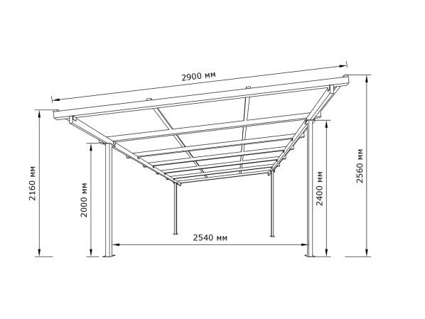 Односхилий навіс 6х3 Shelter Standart — посилений, збірна конструкція простого монтажу – фото