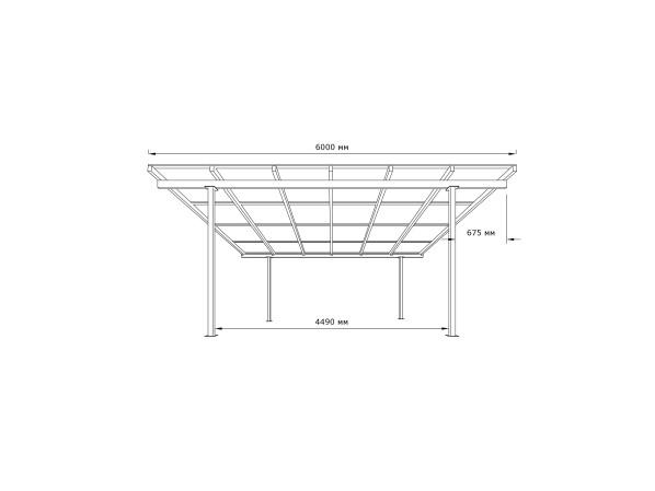 Односхилий навіс 6х4 Shelter Standart — посилений, для авто і тераси, на болтових зʼєднаннях  – фото