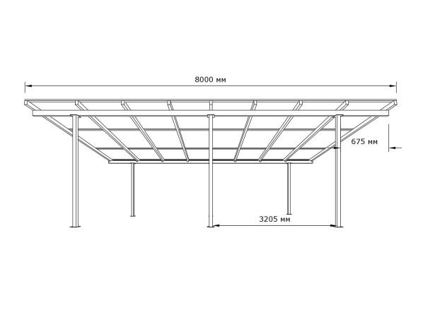 Односхилий навіс 8х3 Shelter Standart — посилений, для двору і дачі, на болтових зʼєднаннях  – фото
