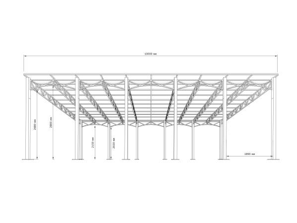 Односхилий навіс 10х6 Shelter Premium — преміум, для авто, збірна конструкція, з можливістю встановлення сонячних панелей – фото