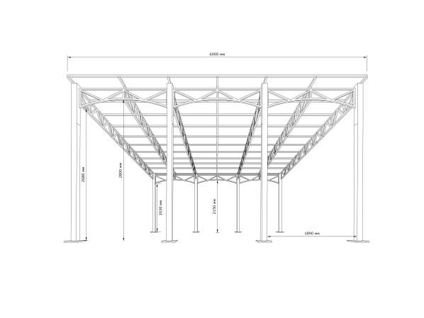 Односхилий навіс 6х6 Shelter Premium — преміум, для зони відпочинку, збірна конструкція, під накриття із сонячних панелей – фото