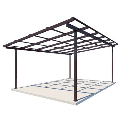 Односхилий навіс 6х4 Shelter Standart — посилений, для авто і тераси, на болтових зʼєднаннях 