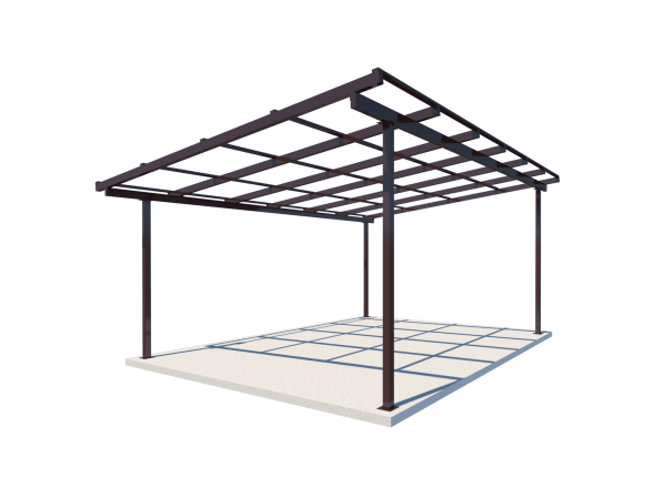 Односхилий навіс 6х4 Shelter Standart — посилений, для авто і тераси, на болтових зʼєднаннях  – фото
