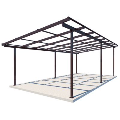 Односхилий навіс 8х3 Shelter Standart — посилений, для двору і дачі, на болтових зʼєднаннях 