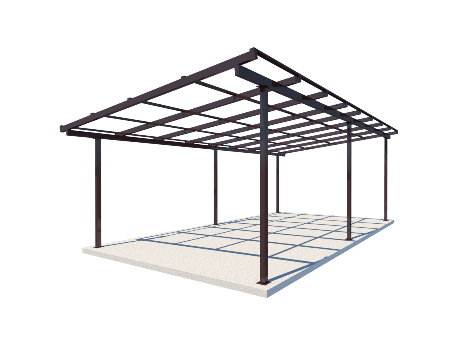 Односхилий навіс 8х4 Shelter Standart — посилений, для авто, на болтових зʼєднаннях 