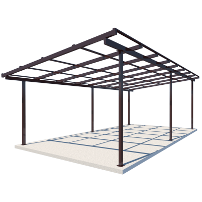 Односхилий навіс 8х4 Shelter Standart — посилений, для авто, на болтових зʼєднаннях 