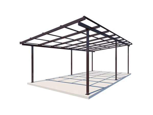 Односхилий навіс 8х4 Shelter Standart — посилений, для авто, на болтових зʼєднаннях  – фото