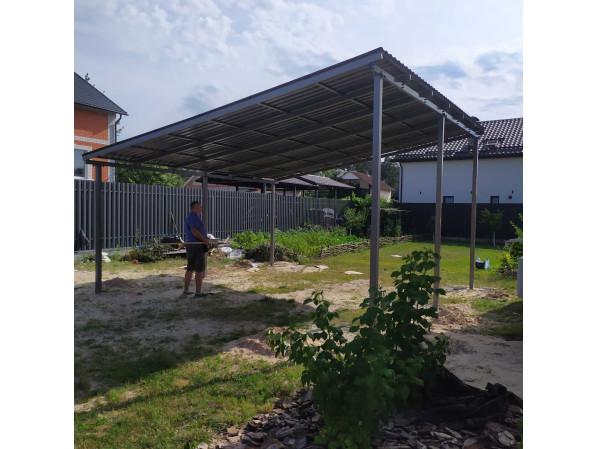 Односхилий навіс 8х3 Shelter Standart — посилений, для двору і дачі, на болтових зʼєднаннях  – фото