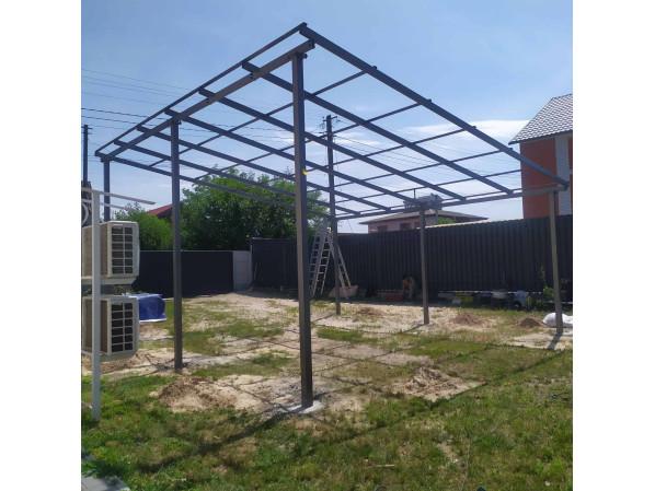 Односхилий навіс 8х3 Shelter Standart — посилений, для двору і дачі, на болтових зʼєднаннях  – фото