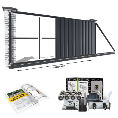 Відкатні ворота "Звари Сам" на проєм 4,5 метра, довжина воріт 7 метрів із зашивкою "Профнастил"