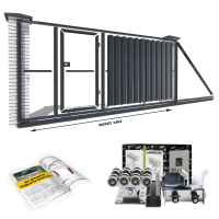 Откатные ворота "Свари Сам" на проем 3 метра, длина ворот 5 метров с калиткой, с зашивкой "Профнастил"