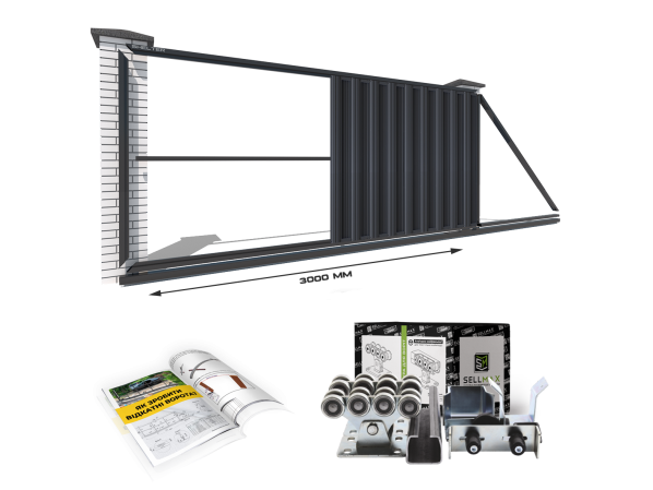 Відкатні ворота "Звари Сам" на проєм 3 метри, довжина воріт 5 метрів з Євроштакетником – фото