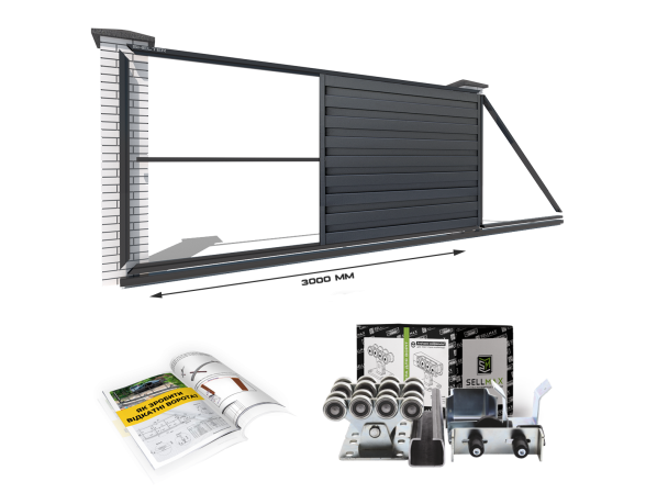 Відкатні ворота "Звари Сам" на проєм 3 метри, довжина воріт 5 метрів з ламелями Ранчо – фото