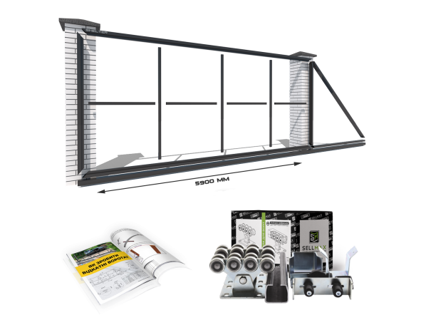 Відкатні ворота "Звари Сам" на проєм 5,9 метрів, довжина воріт 9 метрів – фото