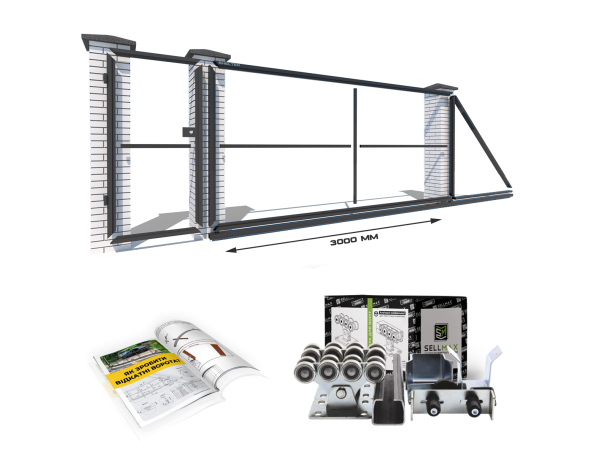 Откатные ворота "Свари Сам" на проем 3 метра, длина ворот 5 метров с отдельно стоящей калиткой – фото