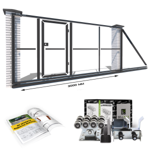 Відкатні ворота "Звари Сам" на проєм 3 метри, довжина воріт 5 метрів з хвірткою