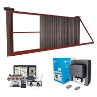 Відкатні ворота "Звари Сам" на проєм 3 метри, довжина воріт 5 метрів з автоматикою, із зашивкою "Профнастил"