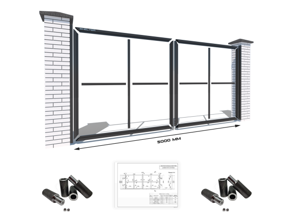 Розпашні ворота "Звари Сам" на проєм 5 метрів – фото