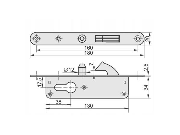 Замок для воріт "ZAMEK HAKOWY H 35" (Замок гачок, врізний) – фото