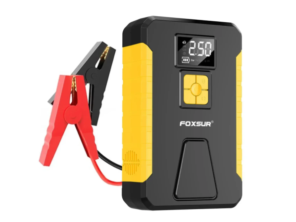 Бустер Foxsur FJS-950-1 пусковий зарядний пристрій для авто акумулятор 2в1, Бустер + компресор для коліс (пусковий струм 800А, 12 Вольт) – фото