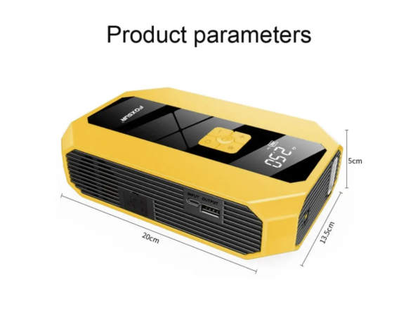 Бустер Foxsur FJS-900 пусковое зарядное устройство для авто аккумулятора Бустер + компрессор для колес (пусковой ток 900А, 12 Вольт) – фото