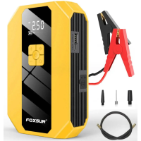 Бустер Foxsur FJS-900 пусковий зарядний пристрій для авто акумулятора Бустер + компресор для коліс (пусковий струм 900А, 12 Вольт)